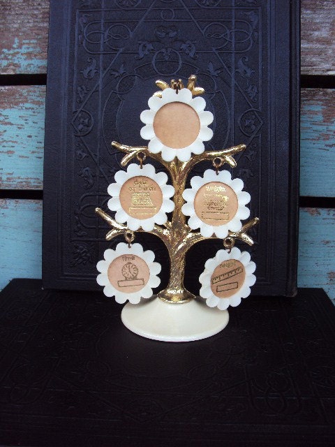 Vintage Picture Frame Metal Tree Baby Chart Record Mod