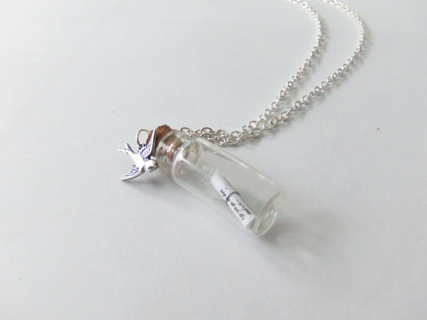 EE Cummings I Carry Your Heart Message in A Bottle Necklace