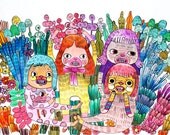 in the garden (original illustration on paper)