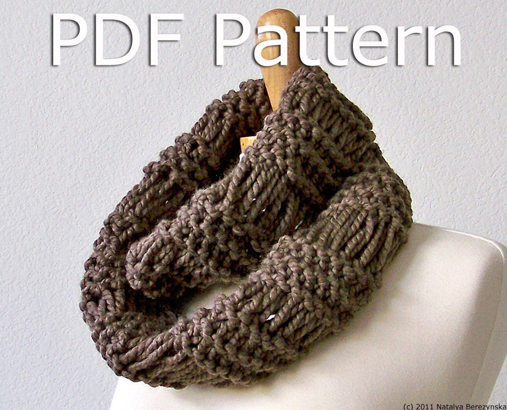 KNITTING PATTERN - Knitted Cowl Pattern, Knit Cowl Pattern, Infinity Scarf Pattern, Neck Warmer Pattern, Chunky Neck Warmer Pattern