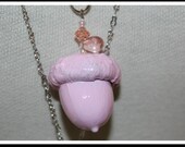 Handmade acorn charm, real painted oak acorn with pink embellishments