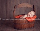 Newborn Photography Prop Mini Blanket Basket Filler Pumpkin Orange Many Colors Available