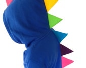Baby Royal Blue Rainbow Spike Dinosaur Dragon Zip Up Hoodie