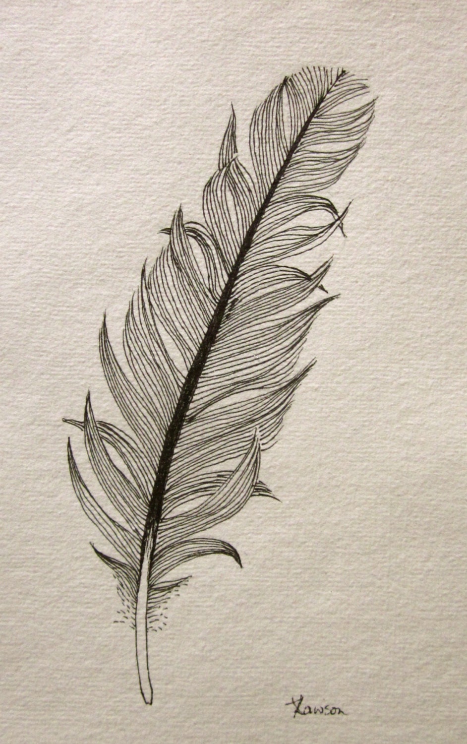 Another messy black feather -- original ink drawing