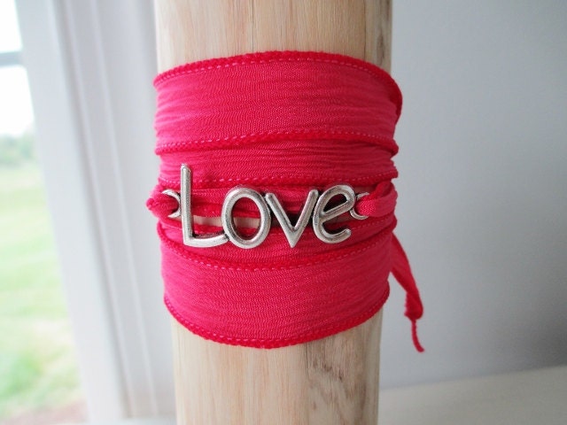 It's All About Love - Silk Charm Wrap Bracelet - Bohemian Beach Style Wrap Bracelet