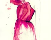Time to Blossom, Original watercolor and mixed media fashion illustration by Jessica Durrant