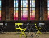 New York Highline photograph - nyc manhattan park chairs stained glass city bold colors fine art wall decor nyc0044