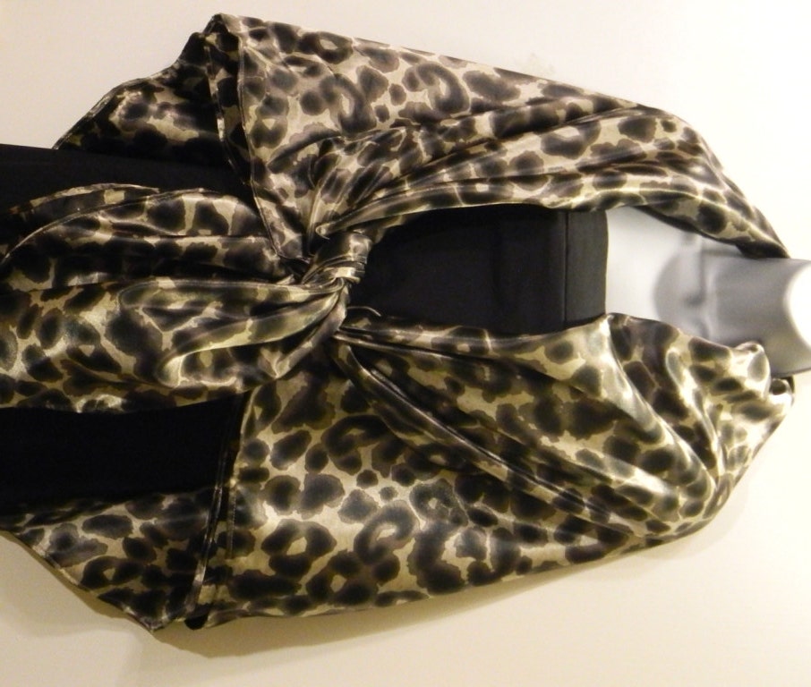 Taupe, Gun Metal, Black Abstract Print Satin Poncho