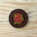 Pink Bouquet on Black Embroidered Floral Brooch