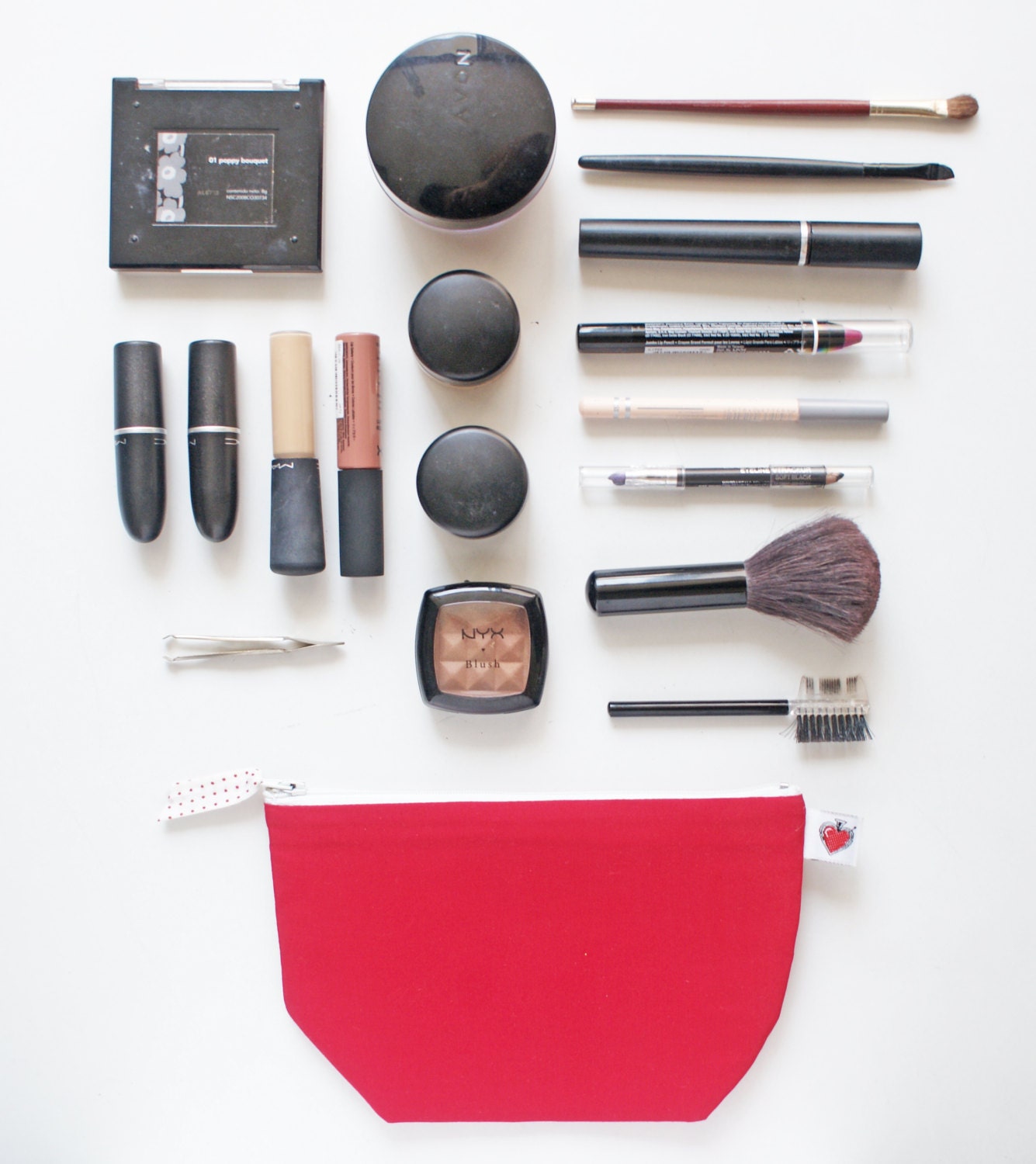Red Make Up Bag Set of 2 Pouches FINAL SALE