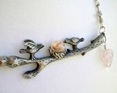 Necklace Love Birds Nest on a Branch Pendant