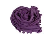 PomPom Tassel Dupata - Handwoven Cotton - Dark Plum