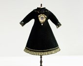 Black mourning Victorian dress miniature. for Blythe Dal Pullip Licca. Handmade doll outfit by KarolinFelix