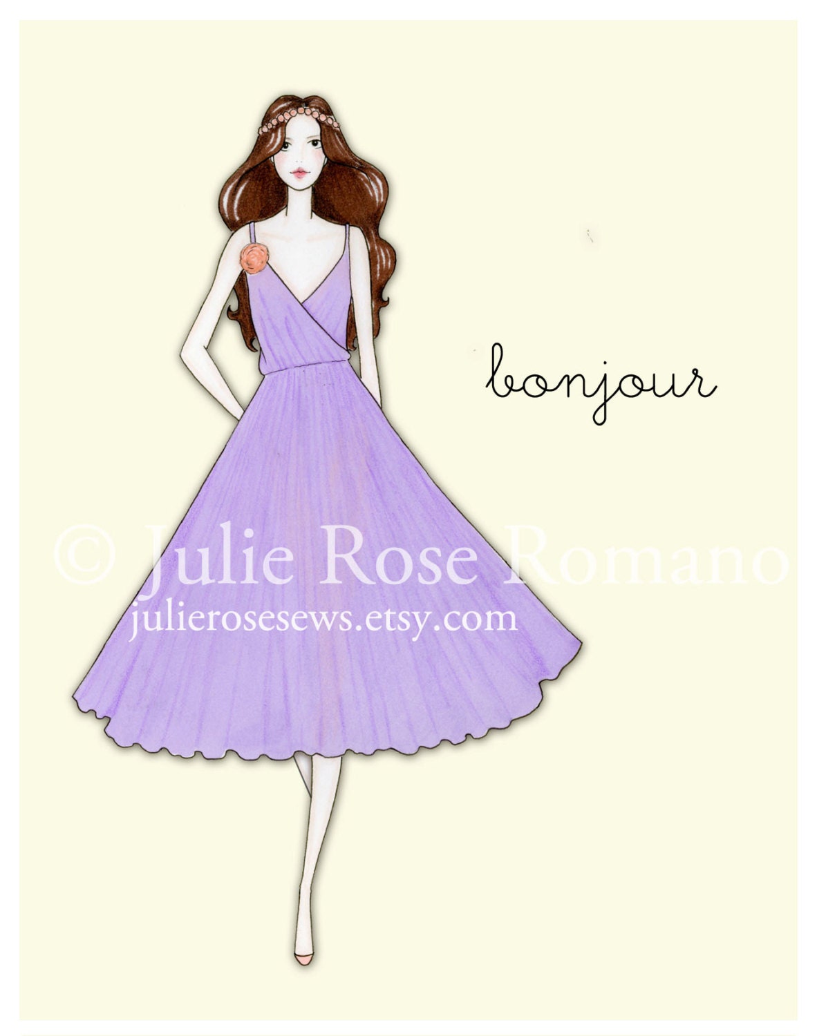 Summer Fashion Illustration Note Cards, Set of 5, Blank Inside