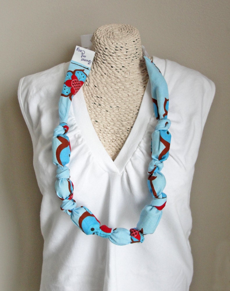 Knotted Bead Nursing or Teething Necklace in Blue Genevieve