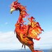 Phoenix Flamingo - handmade, recycled garden art, sculpture, up-cycled plastic flamingo.