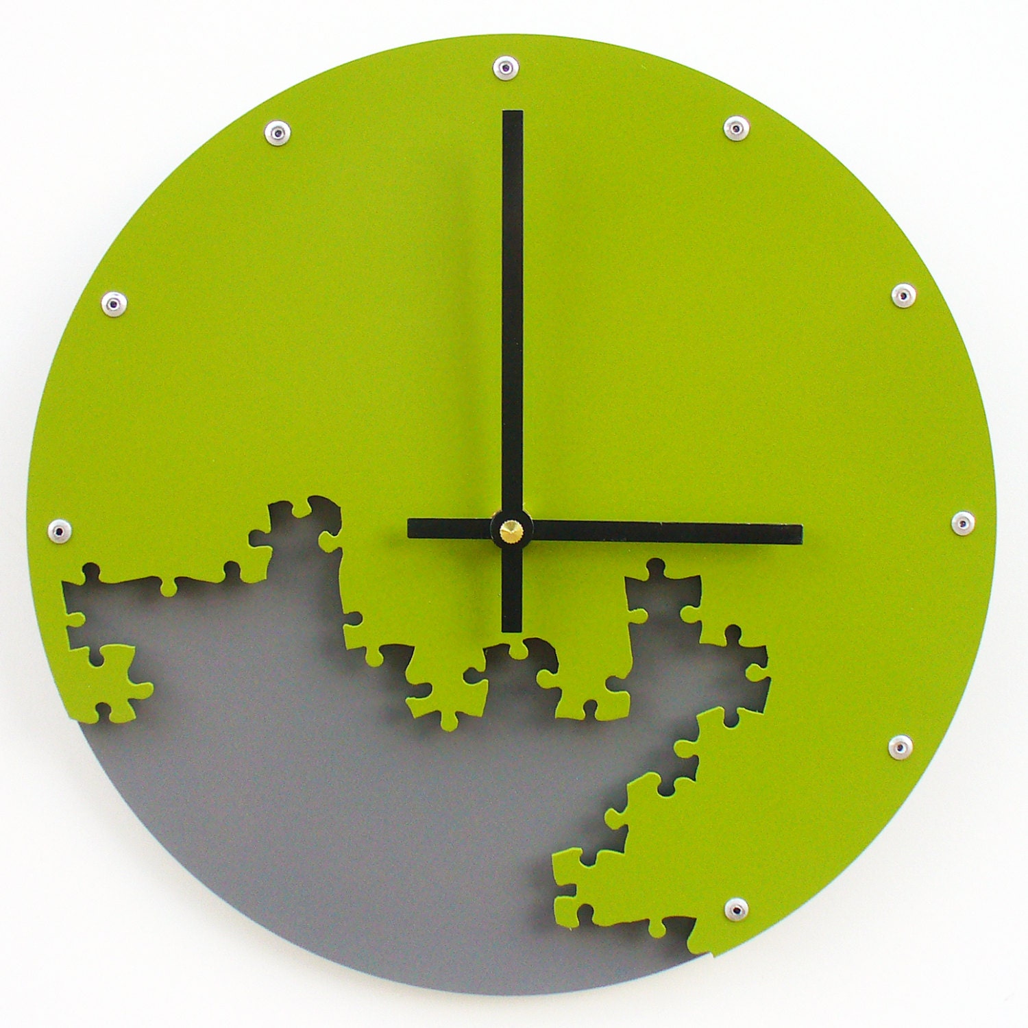 Puzzle Wall Clock III (Eden Green & Granite) Custom Colors Available