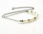 White Pearl Necklace . Sterling Silver Chain . Pearl Jewelry . June Birthstone Necklace . Bridal Jewelry