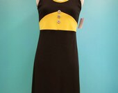Black Yellow Gray Sleeveless Coor Block Dress - Size Medium