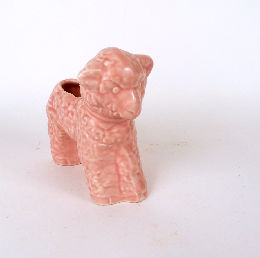 Vintage Pink Ceramic Planter - McCoy Lamb - Porcelain, ceramic, Garden Nursery Pink Planter, Housewares, home decor 1.5 x 8 Under 20