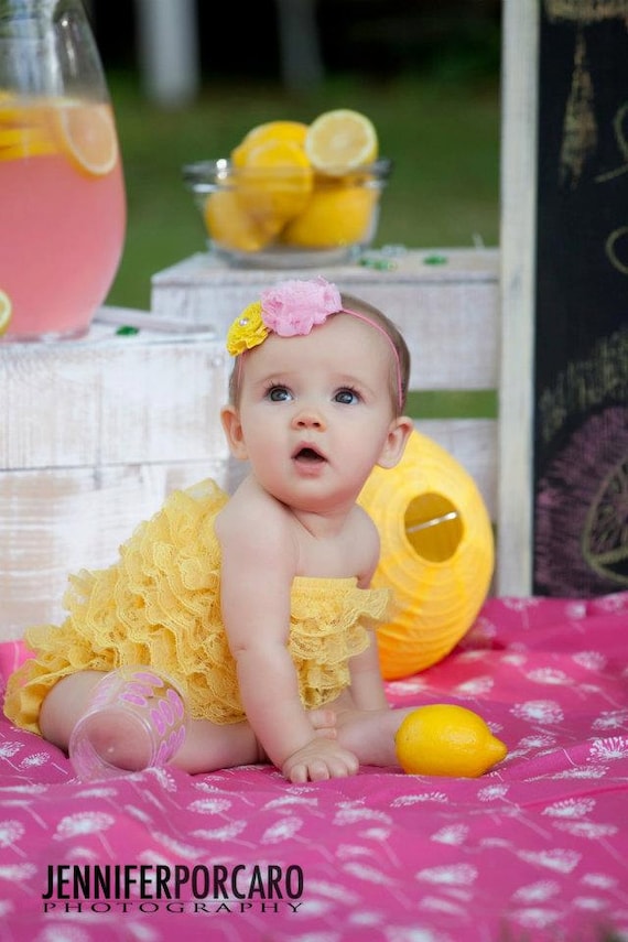 You Pick Size. Chicaboo Yellow Ruffled lace petti romper / bloomer. Sizes for ages newborn to 4/5 years. More Colors available