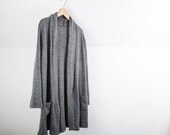 Cecilia long grey cardigan, vegan, pockets, bohemian, comfy, leggings, oversized, big cardigan, size large, collar