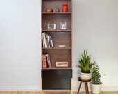 Bookcase walnut oak Bookshelf brass legs