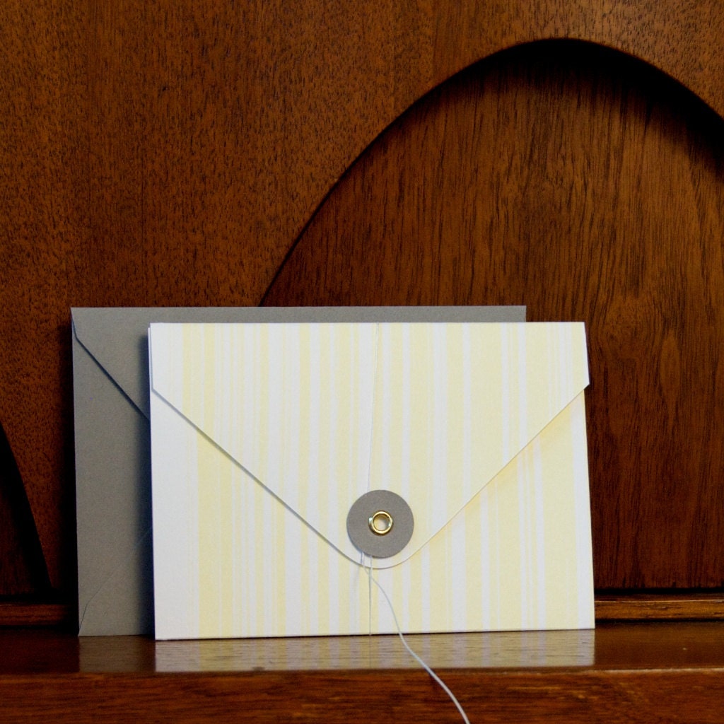Lemon Yellow Watercolor Button & String Card