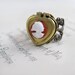 Locket Ring Cameo Ring Heart Locket Silhouette Jewelry Red Ring Vintage Locket Mothers Gift Cocktail Ring Valentine - Keepsake