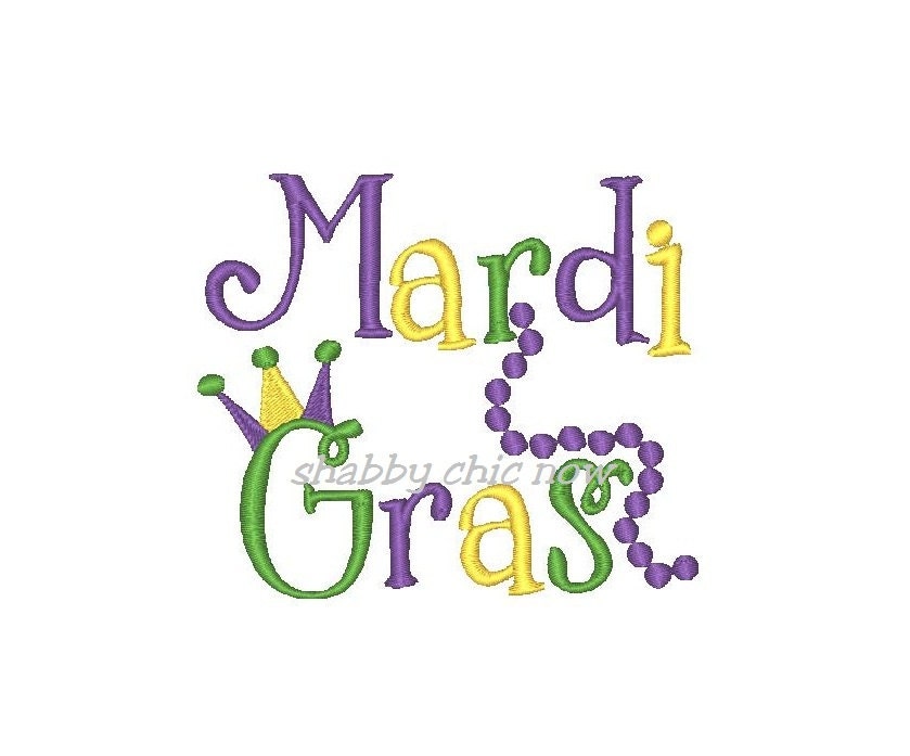 Mardi Gras Embroidery Design (2 digital files) - shabbychicnow