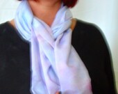 Snow Dyed Silk Scarf, Lilac Lavender Mauve Pink, Irregular Pattern, Hand Dyed