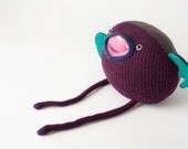 Snowball the monster plushie creature handmade from upcycled wool sweaters