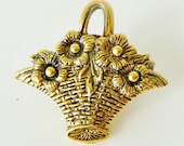 Brooch - Mid Century - 1950s - Victorian - Pin - Flowers - Basket - Floral - Spring - Summer - Mothers Day - Gift