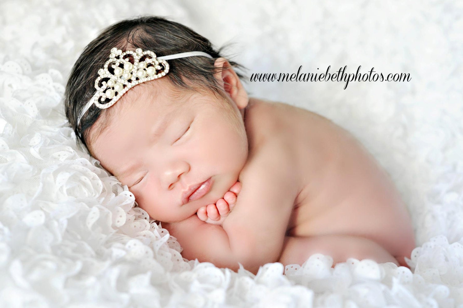 Baby Headband, Baby Tiara, Crystal & Pearl Tiara Headband, Princess Tiara, Baptism, Christening, Newborn Toddler Child Girls Headband - TheFairyFactoryShop