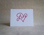 Letterpressed Love Heart Note Card