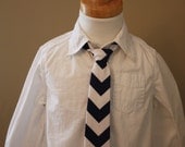 Navy Chevron Little Boy Tie- 9.75 inch Toddler Tie- Little Velcro Tie- 18m Tie- 2T Tie- 3T Tie- Easter Tie