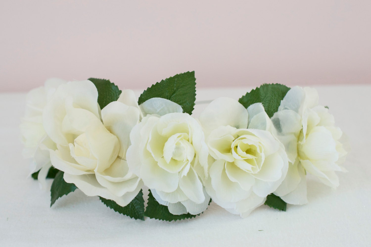 Cream Rose Flower Hair Crown