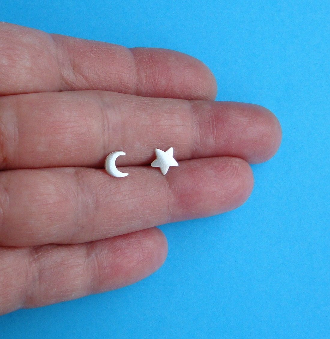 Tiny Moon Star Stud Earrings Small Women Girl Teen Kids Jewelry Twilight Romantic mom  for her spring