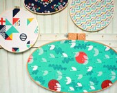 Organic Tsuru Bundle - 4 Half Yards in Turquoise Coral White Navy Mustard Pink by Cloud9 Fabrics