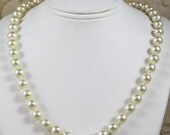 Vintage Ivory Faux Pearl Knotted Necklace