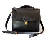 Coach Equestrian Courier Cross Body Bag // Large Black Leather Willis