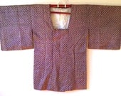 1970s PURPLE GEOMETRIC MICHIYUKI Cropped Kimono Handmade