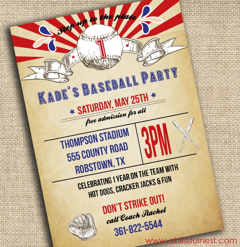 Vintage Baseball Invitation - PRINTABLE - BY A Blissful Nest Il_170x135