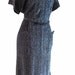 L - XL 50's Metallic Silver Lurex Wiggle Dress w Matching Belt 42 - 34 - 42