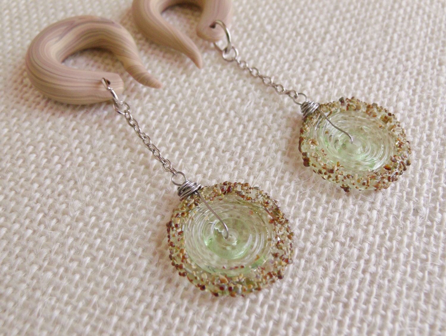 Peridot Sand Treasure Gauged Earrings