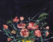 Navy and Yellow . large giclee digital art poster print of still life painting . 16 x 20 inches on 17 x 22 inch paper