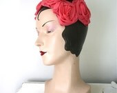 Vintage 1950s Pink Rose Garden Party Headband Hat