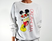 Vintage Oklahoma Mickey Mouse Sweatshirt Women's Baggy Medium