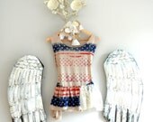 Americana top, bohemian gypsy shirt, boho patriot top, Country chic clothing, ruffle tank, romantic, Memorial Day, true rebel clothing Med