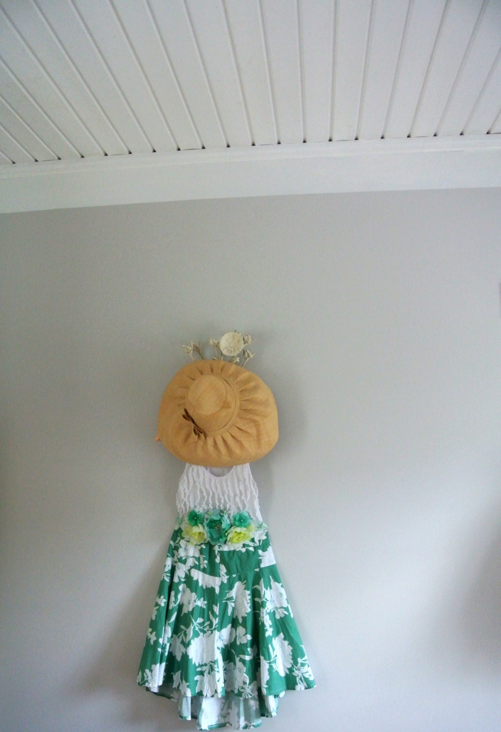 Women's Dress, Summer sundress, boho style dress, derby, shabby, romantic country cottage chic, Green, true rebel clothing med